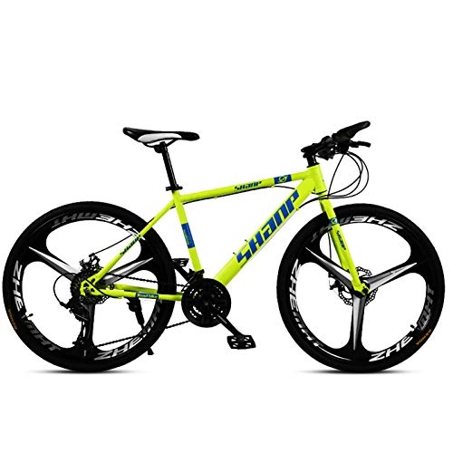 Bicicletas de montaña : KUKU Bicicleta De Montaña De 26 Pulgadas, Bicicleta De Montaña De Acero De Alto Carbono De 21 Velocidades, Bicicleta De Montaña para Hombres, Bicicleta para Exteriores, Amarillo, 1