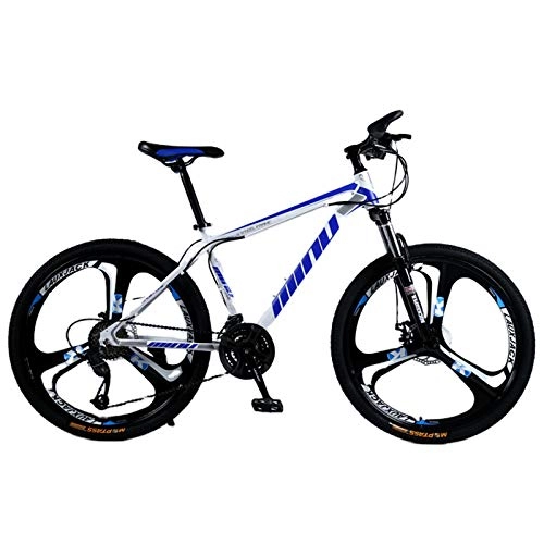 Bicicletas de montaña : KUKU Bicicleta De Montaña De 26 Pulgadas, Bicicleta De Montaña De Acero De Alto Carbono De 24 Velocidades, Bicicleta para Hombres, Adecuada para Entusiastas De Los Deportes Y El Ciclismo, White Blue