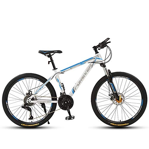 Bicicletas de montaña : KUKU Bicicleta De Montaña De Acero con Alto Contenido De Carbono De 26 Pulgadas, Bicicleta De Montaña De Suspensión Total De 21 Velocidades, White Blue