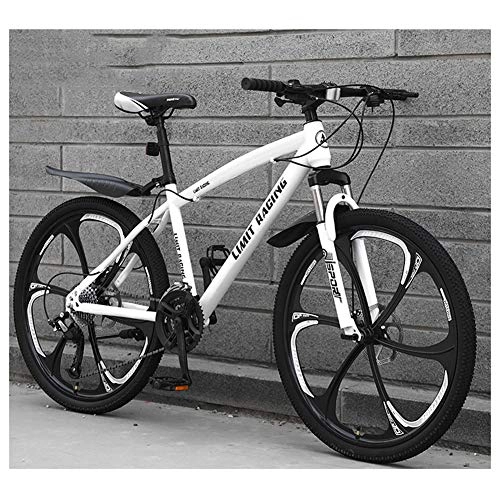 Bicicletas de montaña : KXDLR Bicicleta de montaña, 26 Pulgadas Ruedas de Bicicleta Edad, Estructura de aleación de Aluminio desplazable Bloqueo Delantero Tenedor-Suspensión de Bicicletas de montaña, Blanco, 24 Speed
