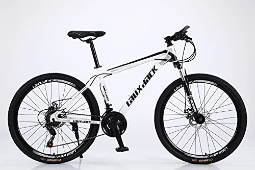 Bicicletas de montaña : Lauxjack Bicicleta de montaña para hombre, mujer y niño, 26 y 28 pulgadas, Shimano de 21 velocidades, color blanco y negro
