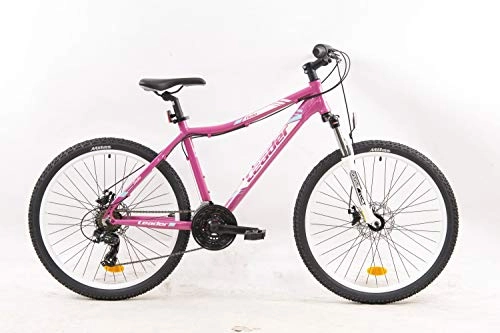 Bicicletas de montaña : LEADER BELLA Bicicleta de montaña de 26 Pulgadas para Mujer, con Marco de Aluminio, Horquilla telescópica, 21 velocidades, Equipada con Shimano – Doble Frenos de Disco – Potencia Aheadset