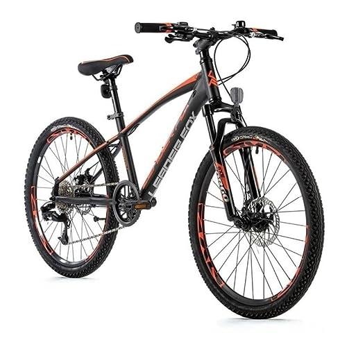 Bicicletas de montaña : Leader Fox Capitan - Bicicleta de montaña (24 pulgadas, aluminio, 8 velocidades, frenos de disco), color negro y naranja