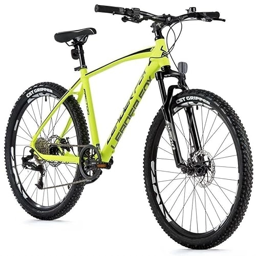 Bicicletas de montaña : Leader Fox Factor - Bicicleta de montaña (26", 8 velocidades, freno de disco, altura de 41 cm), color amarillo neón