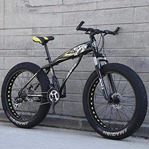 Bicicletas de montaña : LFSTY Fat Tire Mountain Bike Bicicletas para Hombres Mujeres, Bicicleta MTB Hardtail, Cuadro de Acero de Alto Carbono y Horquilla Delantera amortiguadora, Freno de Disco Doble, B, 24 Inch 7 Speed