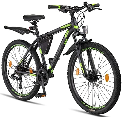 Bicicletas de montaña : Licorne Bike Bicicleta de montaña prémium para niños, niñas, Hombres y Mujeres, Cambio de 21 velocidades, para Hombre, Effect, Niñas, Negro / Lima (2 Frenos de Disco) 26