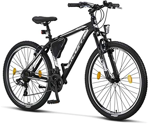 Bicicletas de montaña : Licorne Bike Bicicleta de montaña prémium para niños, niñas, hombres y mujeres, cambio Shimano de 21 velocidades, para hombre, Effect, Niñas, Blanco y negro (freno en V)., 27.5 inches