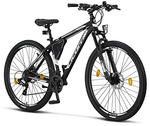 Bicicletas de montaña : Licorne Bike Effect Premium - Bicicleta de montaña de 29 pulgadas - para niños, niñas, hombres y mujeres - Cambio de 21 velocidades - para hombre - negro / blanco (2 x frenos de disco)