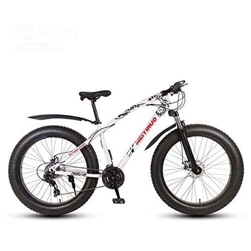 Bicicletas de montaña : LJLYL Bicicleta de 26 Pulgadas Fat TireMountain Bike para Adultos, Bicicleta de MTB con Marco de Acero de Alto Carbono con Asiento Ajustable, Horquilla de suspensin, Freno de Doble Disco, B, 27 Speed
