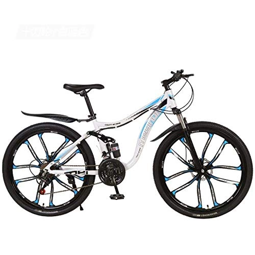 Bicicletas de montaña : LJLYL Bicicleta de montaña Bicicleta de 26 Pulgadas, Bicicleta de Acero al Carbono MTB Bicicleta de Doble suspensión, Doble Freno de Disco, C, 27 Speed