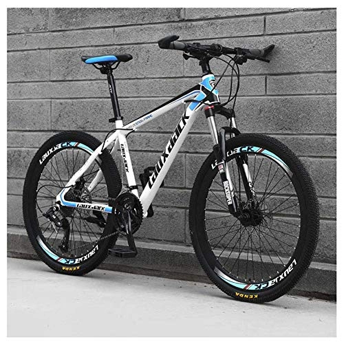 Bicicletas de montaña : LKAIBIN Bicicleta de montaña para deportes al aire libre, 26 pulgadas, bicicleta de montaña para adultos, 27 velocidades, suspensión delantera, velocidad variable, acero de alto carbono, color azul