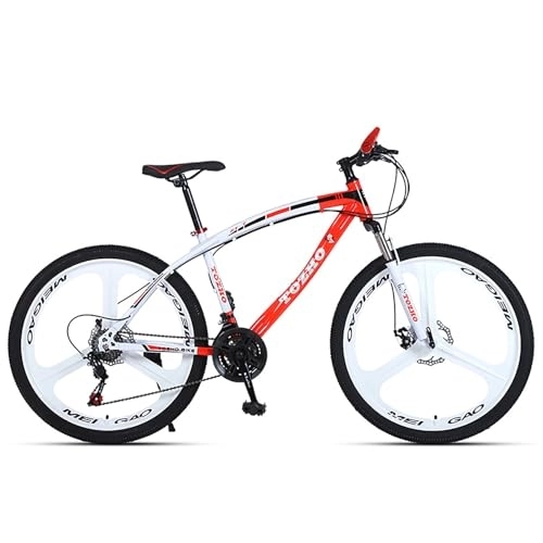 Bicicletas de montaña : LLGJ High Timber - Bicicleta de montaña para jóvenes y adultos para hombres y mujeres, opciones de marco de acero, opciones de velocidades de 21 / 24 / 27 / 30, ruedas de 24-26 pulgadas (rojo blanco (3