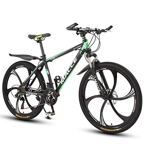 Bicicletas de montaña : LOISK Bicicleta de Montaña 26 Pulgadas, Bicicleta con Freno Disco Doble, Bicicleta de Carretera para Estudiantes Adultos, Black Green, 24 Speed