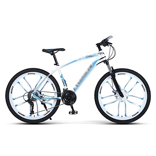 Bicicletas de montaña : LZZB 26 & # 34; Bicicleta de montaña para Adultos Cuadro de Acero de Alto Carbono con Freno de Disco y Horquilla de suspensión bloqueable / Blanco / 21 velocidades