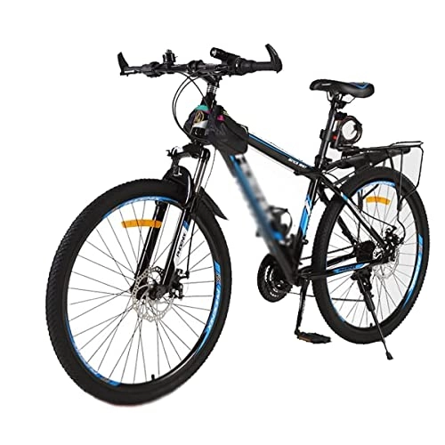 Bicicletas de montaña : LZZB Bicicleta de montaña 24 velocidades Cuadro de Acero al Carbono 26 Pulgadas Ruedas de 3 Rayos Bicicleta de Freno de Disco Doble Adecuado para Hombres y Mujeres entusiastas del Ciclismo / Azul