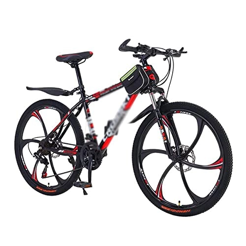 Bicicletas de montaña : LZZB Bicicleta de montaña, Marco de Acero al Carbono de 21 velocidades, Ruedas de 26 Pulgadas, Freno de Disco, para senderos, senderos y amp; Montañas / Rojo / 24 velocidades