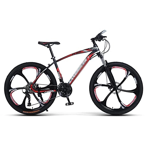 Bicicletas de montaña : LZZB Bicicleta de montaña Marco de Acero al Carbono Ruedas de 26 Pulgadas Cambio de Velocidad 21 / 24 / 27 Frenos de Disco Doble Bicicleta de suspensión Delantera para Adultos Hombres Mujeres / Rojo