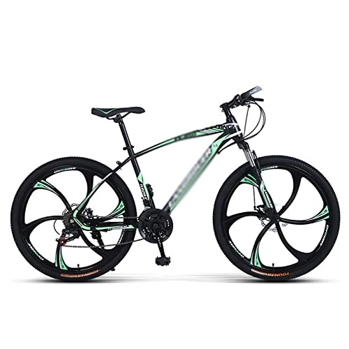 Bicicletas de montaña : LZZB Bicicleta de montaña Marco de Acero al Carbono Ruedas de 26 Pulgadas Cambio de Velocidad 21 / 24 / 27 Frenos de Disco Doble Bicicleta de suspensión Delantera para Adultos Hombres Mujeres / Verde