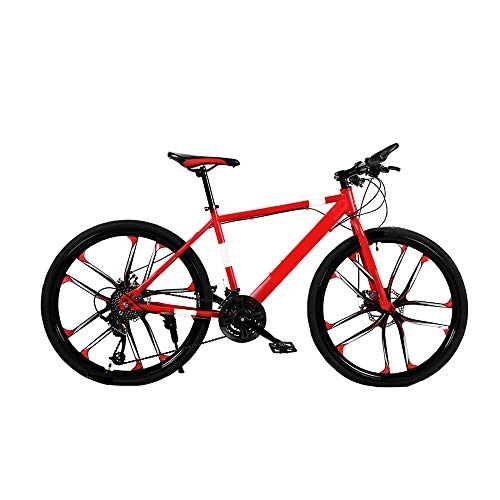 Bicicletas de montaña : MH-LAMP Bikes Bicicleta Montaña, Bicicleta Doble Freno Disco, Manillar Antideslizante para Bicicleta de Montaña, Llantas de Aleación de Aluminio, Altura del Asiento Ajustable, Rojo, 27 Speed