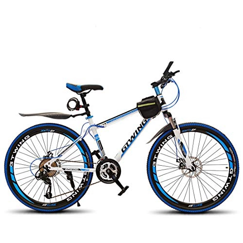 Bicicletas de montaña : MICAKO Bicicleta Montaña 26'', 24 / 27 Velocidad, Freno de Disco, Full Suspension, Acero Carbono, Azul, 24Speed