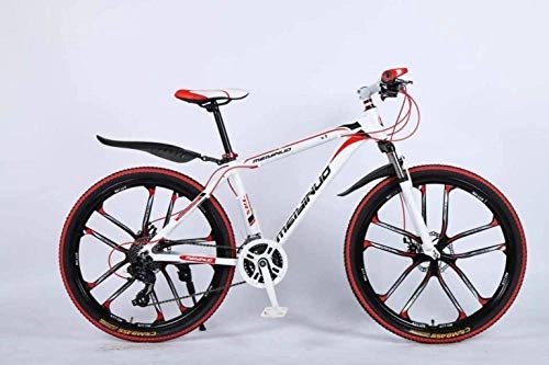 Bicicletas de montaña : MJY Bicicleta 26In Bicicleta de montaña de 21 velocidades para adultos, cuadro completo de aleación de aluminio ligero, suspensión delantera de la rueda Bicicleta para hombre, freno de disco 6-27, Roj