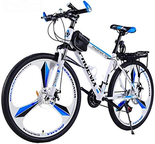 Bicicletas de montaña : MJY Bicicleta Bicicleta de montaña, Bicicleta de ruedas de 26 pulgadas, Sistema de doble freno de disco, Velocidad de 21 / 24 / 27 Mtb, (Negro Rojo, Negro Azul, Blanco Rojo, Blanco Azul) 7-2, 24