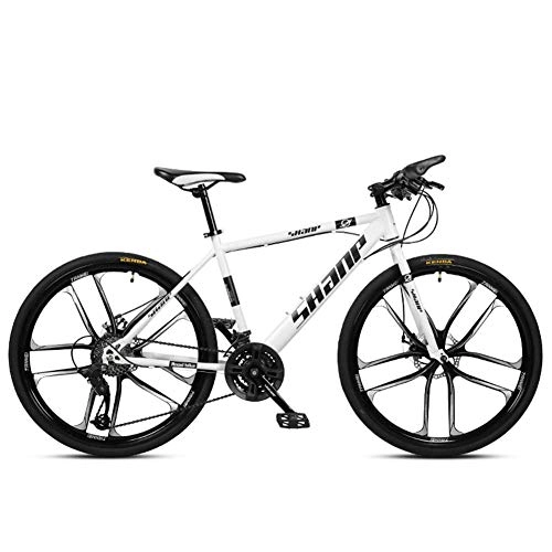 Bicicletas de montaña : MJY Bicicletas de montaña de 26 pulgadas, bicicleta de montaña rígida con freno de disco doble para hombre, asiento ajustable para bicicleta, marco de acero con alto contenido de carbono, 30 velocidad