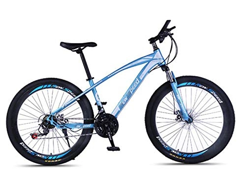 Bicicletas de montaña : MLL Bicicleta de Amortiguador de Choque Mountain de 26 Pulgadas, Freno de Disco Doble de 21 Velocidades, Cambiador de Velocidad con 30 Cuchillas, Azul, UNA