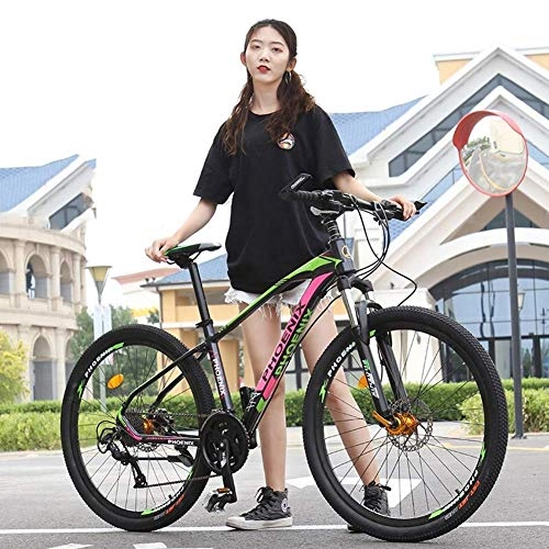 Bicicletas de montaña : Mountain Bicycle 27 / 30 Speed Bicycle 27.5 Inch Imitation Carbon Fiber Bicycle Adult Aluminum Alloy Frame Oil Dish Top Version (Green 27 Speed)
