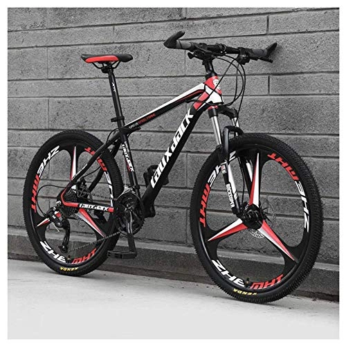 Bicicletas de montaña : Mountain Bike 26 Inches 3 Spoke Wheels with Dual Disc Brakes Front Suspension Folding Bike 27 Speed MTB Bicycle Red