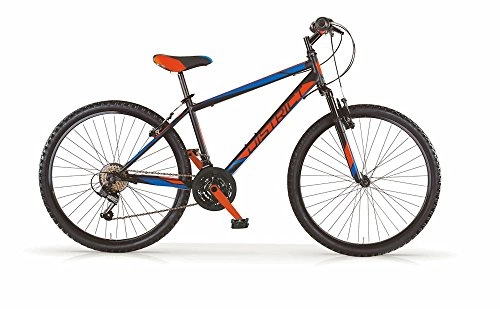 Bicicletas de montaña : Mountain Bike MBM District de hombre, estructura de acero, horquilla delantera suave, cambio Shimano, 2colores disponibles, Nero Opaco / Rosso Neon