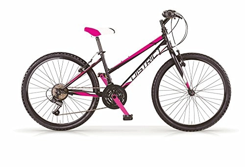 Bicicletas de montaña : Mountain Bike MBM District de mujer, estructura de acero, horquilla delantera suave, cambio Shimano, 2 colores disponibles, mujer, Nero Opaco / Fuxia Neon