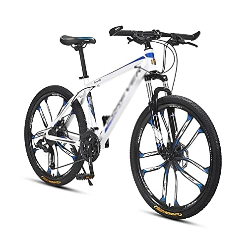 Bicicletas de montaña : MQJ Bicicleta de Montaña de 26 Pulgadas con Mde Acero 27 Velocidad con Dual Disco Freno Bloqueo Suspensión Tenedor para Hombres Mujer Adulto Y Adolescentes / Azul / 27 Velocidad