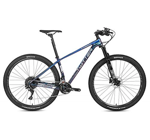 Bicicletas de montaña : MTB 27.5 / 29 pulgadas hbrido de bicicleta de fibra de carbn de la bicicleta con la velocidad 22 / 33 Desviador, 15 / 17 / 19 pulgadas marco, asiento ajustable, liberacin rpida, Azul, 33speed, 27.517