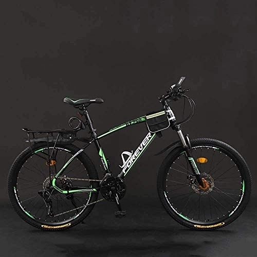 Bicicletas de montaña : MU Bicicletas, de 24 Pulgadas 21 / 24 / 27 / 30 Bicicletas de Montaña Velocidad, Hard Tail Bicicleta de Montaña, Ligero Bicicletas con Asiento Ajustable, Doble Freno de Disco, Verde Negro, 30 Velocidad