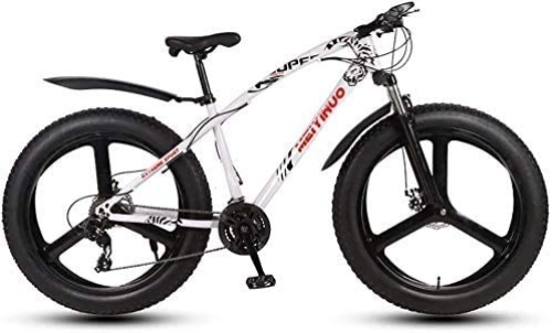 Bicicletas de montaña : MU Bicicletas de 26 Pulgadas de Doble Disco de Motos de Nieve Amplio de Los Neumáticos Off-Road ATV Transmisión de Bicicletas Bicicletas de Montaña para Adultos, Blanco, 21