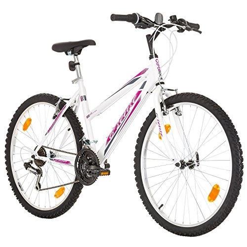 Bicicletas de montaña : Multibrand, PROBIKE 6th SENSE, 460 mm, 26 pulgadas, Mountain Bike, 18 velocidades, Set de Mudgard, Para mujeres, Blanco-Rosa (Blanco-Rosa (Shimano))