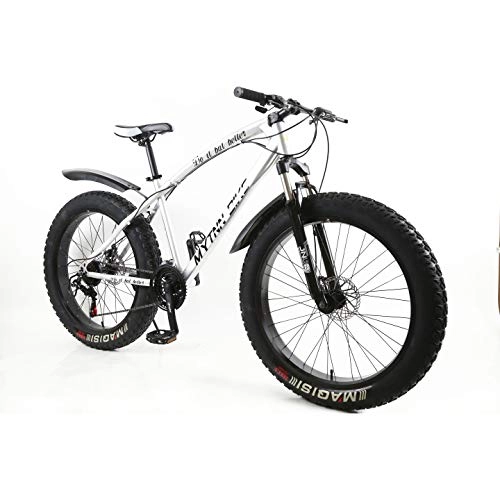 Bicicletas de montaña : MYTNN Fatbike - Bicicleta de montaña de 26 pulgadas, 21 marchas, Shimano Fat Tyre 2020, 47 cm, color Marco plateado / llantas negras., tamaño 26 pulgadas, tamaño de cuadro 47.00, tamaño de rueda 66.04