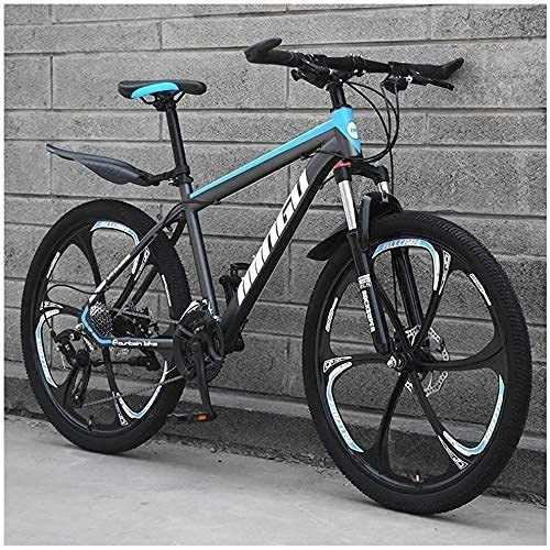Bicicletas de montaña : N&I Bicicleta de montaña de 24 pulgadas para hombre y mujer, de acero al carbono, 30 velocidades, con freno de disco dual de 21 velocidades, 30 velocidades, color negro