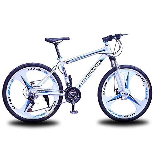 Bicicletas de montaña : N&I Bicycle Mens' Mountain Bike - Bicicleta de montaña (cuadro de acero, 26 pulgadas, ruedas de 3 puntos, totalmente ajustable, suspensión frontal, frenos de disco de 21 velocidades), color blanco