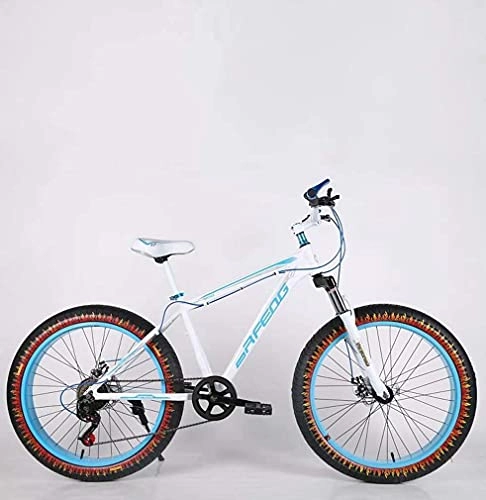 Bicicletas de montaña : N&I Bike Mens Adult Fat Tire Mountain Bike Double Disc Brake Beach Snow Bicycle High-Carbon Steel Frame Cruiser Bikes Llame Wheels C 27 Speed A 24 Speed