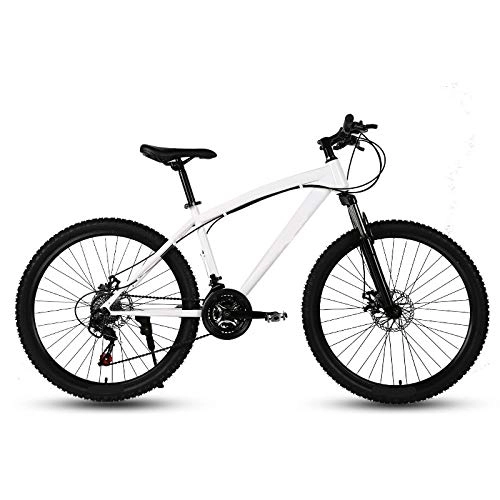 Bicicletas de montaña : ndegdgswg Bicicleta de montaña de 24 / 26 pulgadas, 21 / 24 / 27 velocidades, rueda de radios de freno de disco dual, bicicleta de velocidad variable de 24 pulgadas, 21 velocidades, Whitespokes