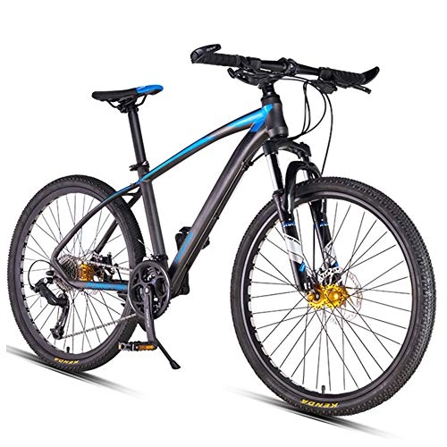 Bicicletas de montaña : NENGGE 26 Pulgadas Bicicleta Montaña, 27 Velocidades Doble Freno Disco Hard Tail Bicicleta, Adulto Unisex Bicicleta De Montaña Portátil, Azul