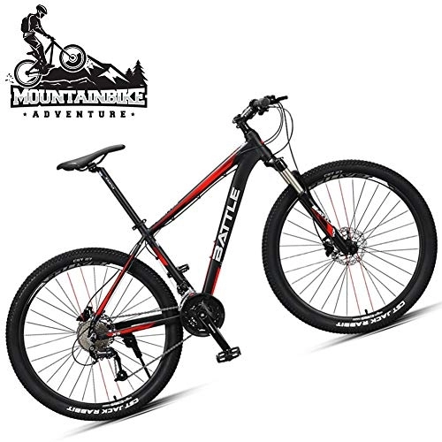 Bicicletas de montaña : NENGGE 27.5 Pulgadas Bicicleta Montaña 30 Velocidades para Adulto Hombre Mujer, Suspensión Delantera Hard Tail Bicicleta BTT, Freno de Disco Hidráulico Ciclismo MTB, Black Red
