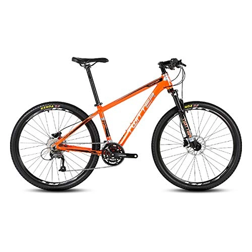 Bicicletas de montaña : PXQ Adultos Bicicleta de montaña Shimano M370-27 velocidades línea Freno de Disco Apagado-Bici de Carretera, Bicicletas de aleación de Aluminio con Amortiguador 26 / 27.5 Pulgadas, Orange, 26"*17