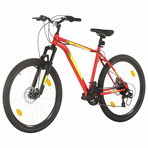 Bicicletas de montaña : Qnotici Bicicleta de montaña 27.5 Pulgadas Ruedas Tren de transmisión de 21 velocidades, Altura del Cuadro 42 cm, Rojo