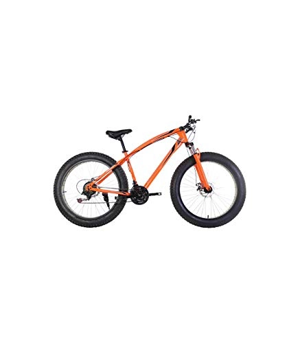 Bicicletas de montaña : Riscko Bicicleta Fat Bike Todoterreno con Ruedas de 26x4 Pulgadas antipinchazos y Cambio Shimano Color Naranja Flúor