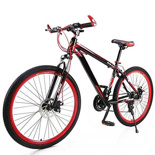 Bicicletas de montaña : Rueda de 24 Pulgadas, suspensión Delantera, Bicicleta de montaña para niños, Marco de Acero al Carbono de 21 velocidades, Rojo
