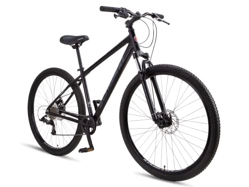Bicicletas de montaña : Schwinn Fleet - Bicicleta de montaña para adultos, neumáticos de 29 pulgadas, marco en aleación ligera de 43 cm, suspensión frontal, 9 velocidades, frenos de disco, negro mate