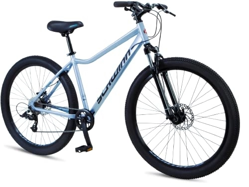 Bicicletas de montaña : Schwinn Fleet - Bicicleta de montaña para mujeres, neumáticos de 27, 5 pulgadas, marco en aleación ligera de 43 cm, suspensión frontal, 9 velocidades, frenos de disco, azul claro